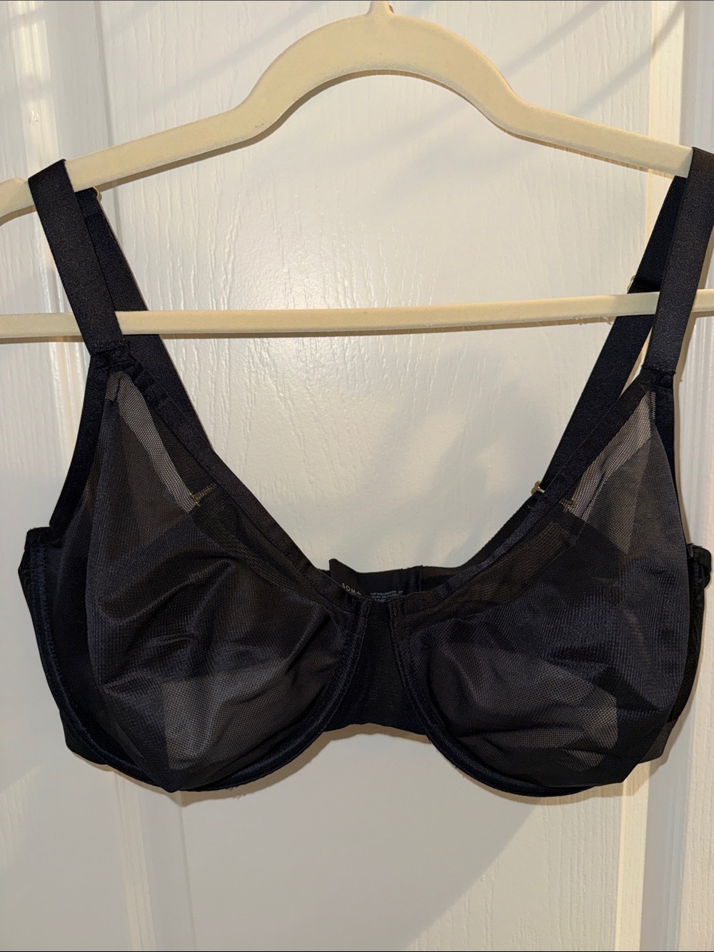 Soma Black Unlined Mesh Underwire Bra